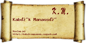 Kabók Manassé névjegykártya